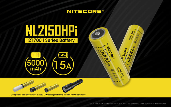 Nitecore NL2150HPi 21700 i Series Battery with 5000 Mah 15A