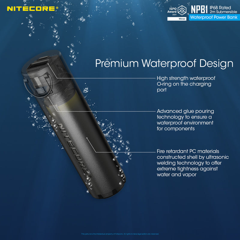 Nitecore NPB1 has a premium water proof  design.