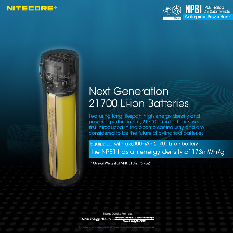 Nitecore NBP1 is the next generation 21700 li-ion batteries.