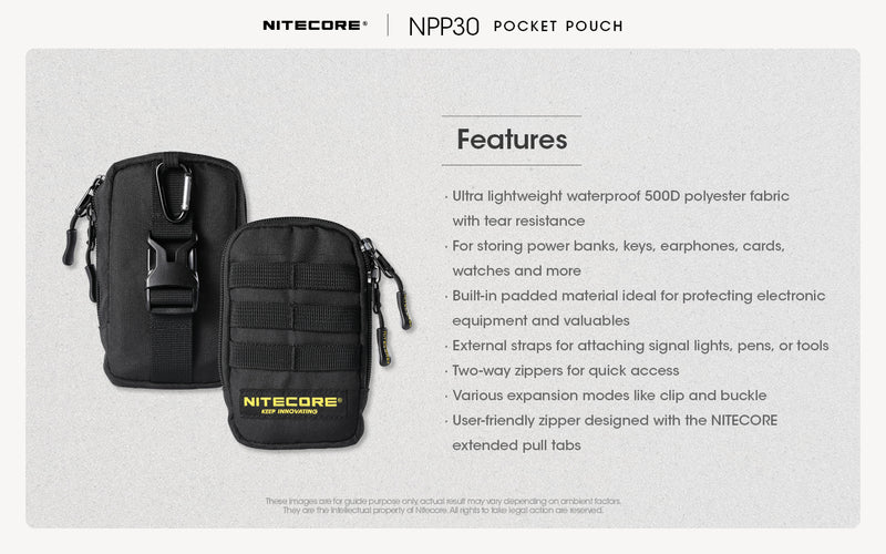 Nitecore NDP30 Pocket Pouch with features.