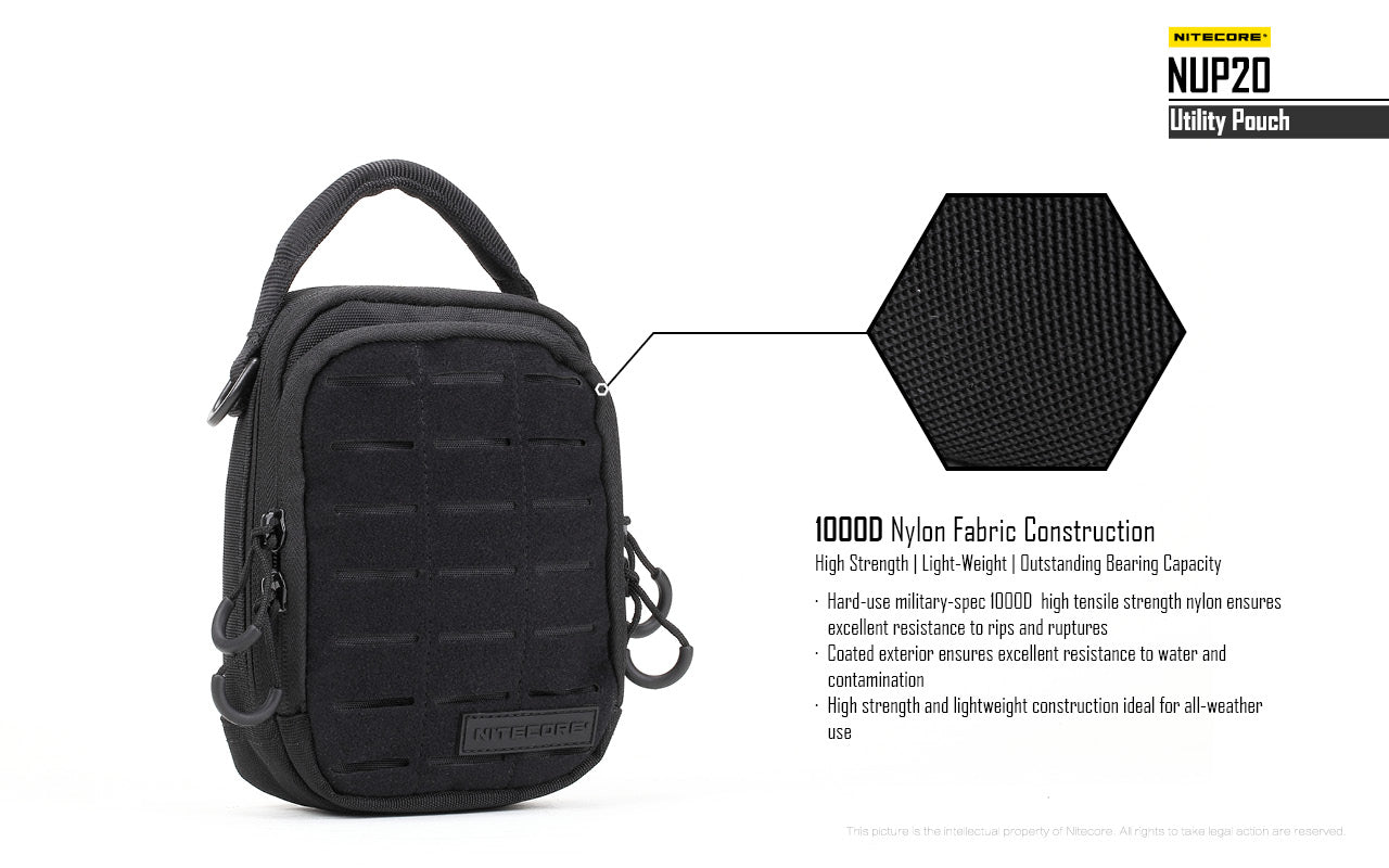 Nitecore NUP20 Utility Pouch with 1000 Nylon Fabric Construction.