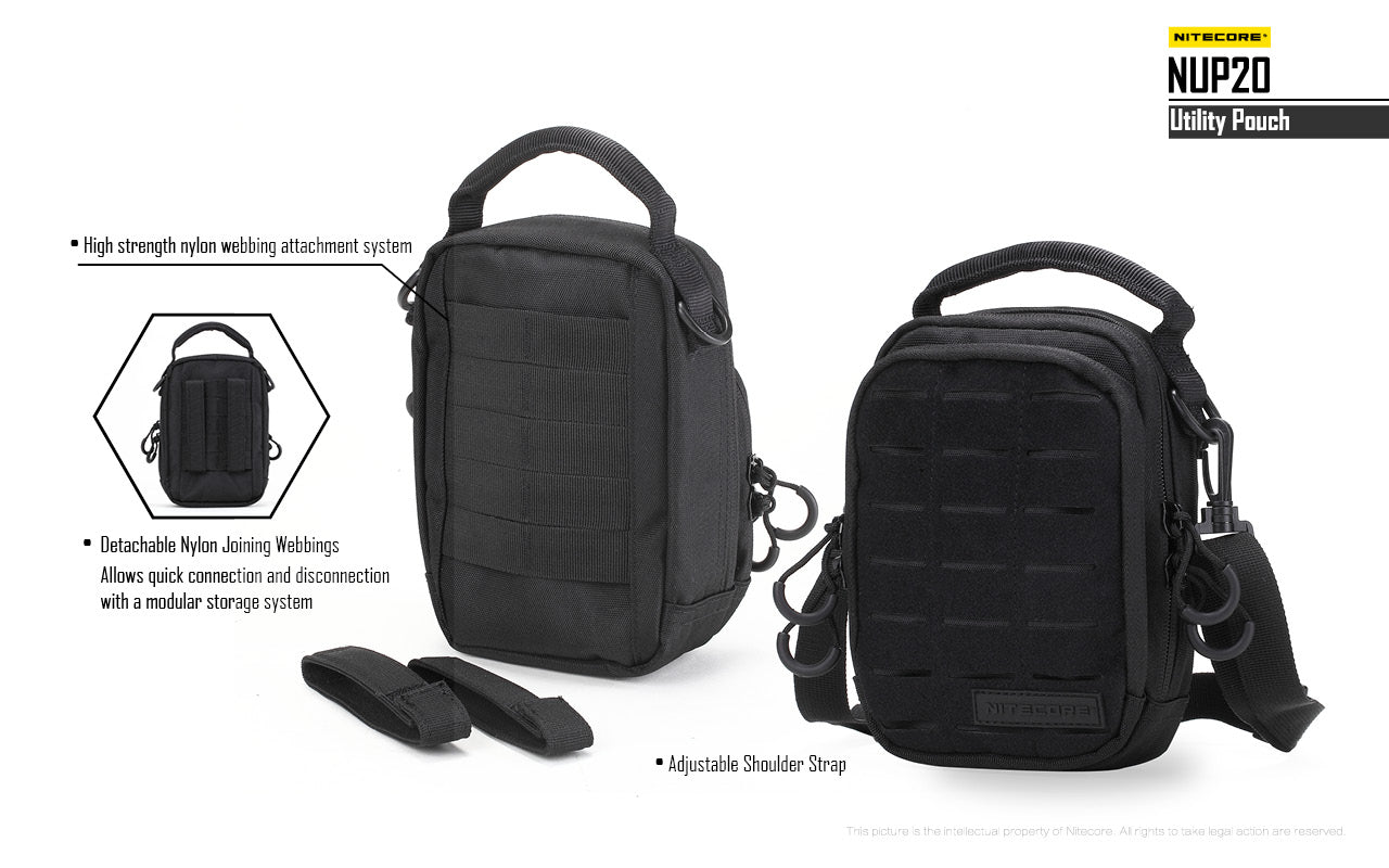 Nitecore NUP20 Utility Pouch with high strength nylon webbing attachment system.