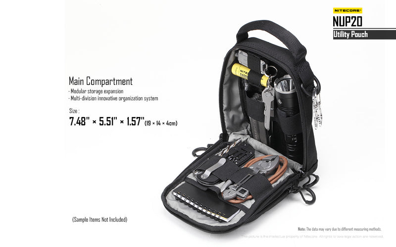 Nitecore NUP20 Utility Pouch with main compartment.
