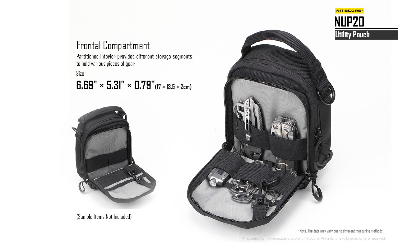 Nitecore NUP20 Utility Pouch with frontal compartment.