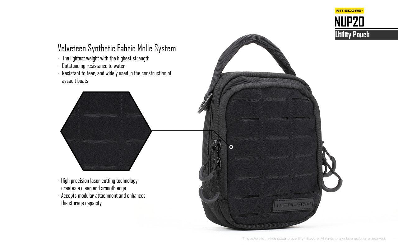 Nitecore NUP20 Utility Pouch with velveteen Synthetic Fabric Molle System