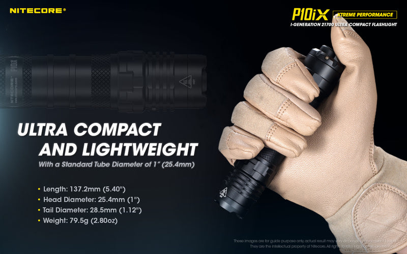 Nitecore P1iX i-Generation 21700 Ultra Compact Flashlight with ultra compact and lightweight.