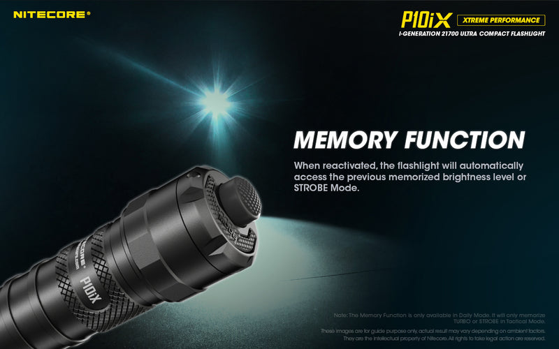 Nitecore P1iX i-Generation 21700 Ultra Compact Flashlight with memory function.
