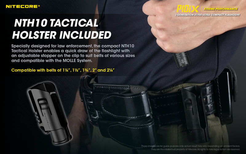 Nitecore P1iX i-Generation 21700 Ultra Compact Flashlight with NTH10 Tactical Holster included.
