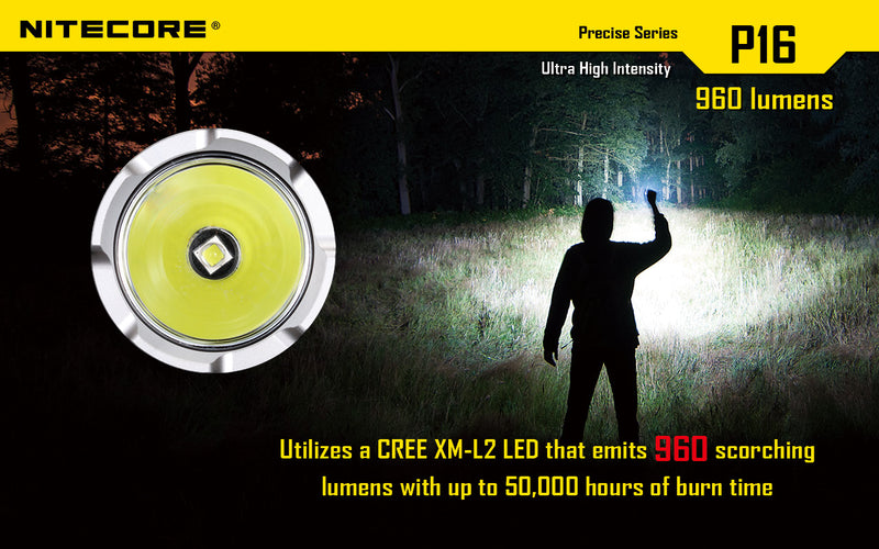 Nitecore P16 Ultra High Intensity Tactical Flashlight Boasts a maximum output of up to 960 lumens