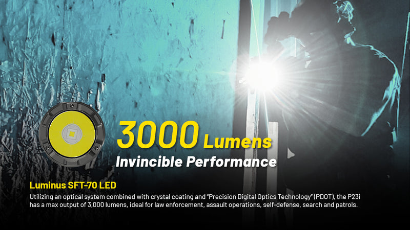 Nitecore P23i i-Generation Long Range 21700 Tactical Flashlight with 3000 lumens of Invincible Performance.