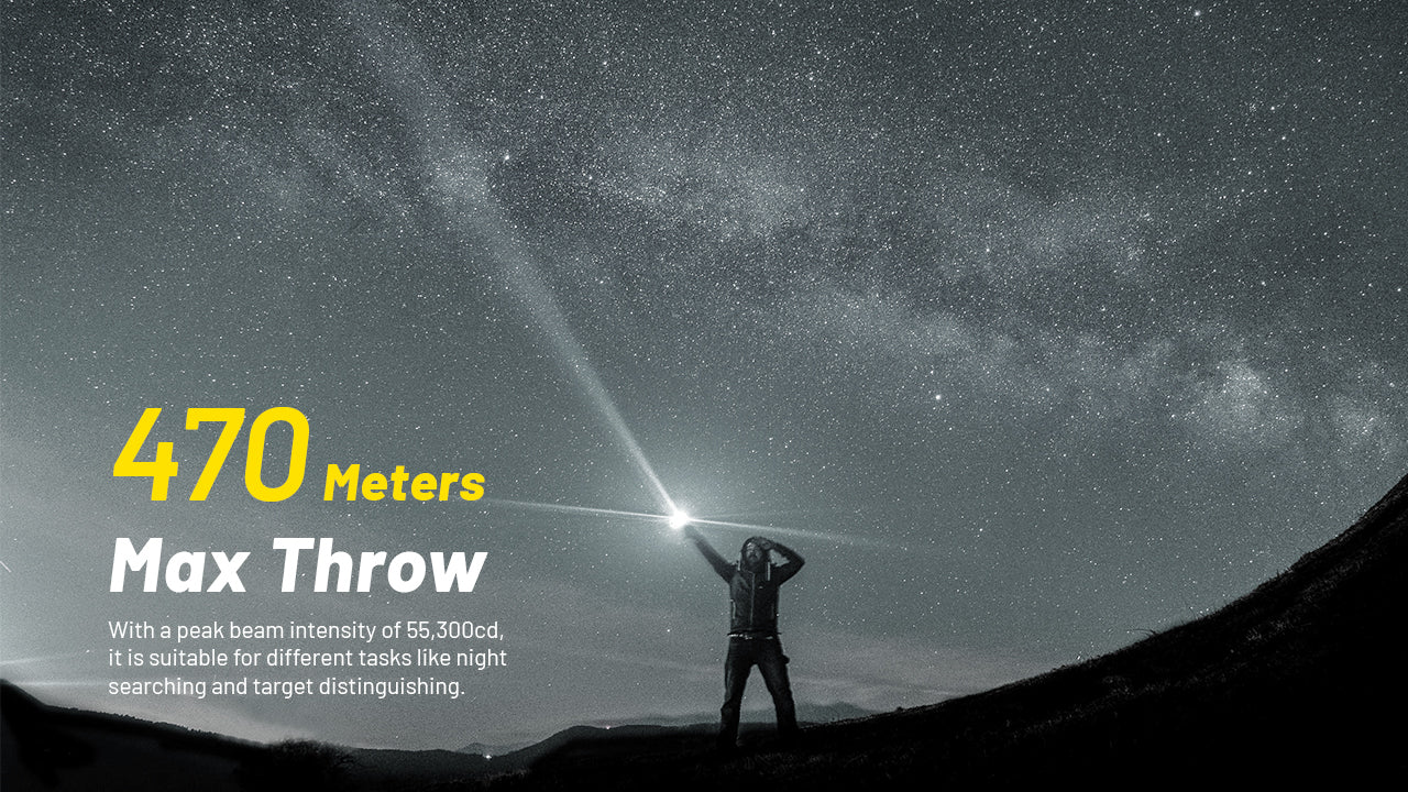 Nitecore P23i i-Generation Long Range 21700 Tactical Flashlight with 470 meters with Maximum Throw.