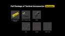 Nitecore P23i i-Generation Long Range 21700 Tactical Flashlight with full tactical accessories.