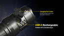 Nitecore P23i i-Generation Long Range 21700 Tactical Flashlight with charging port cover and usb C rechargeable.