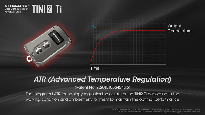 Nitecore Tini2 Ti Titanium with dual core intelligent keychain light with advanced temperature regulation.