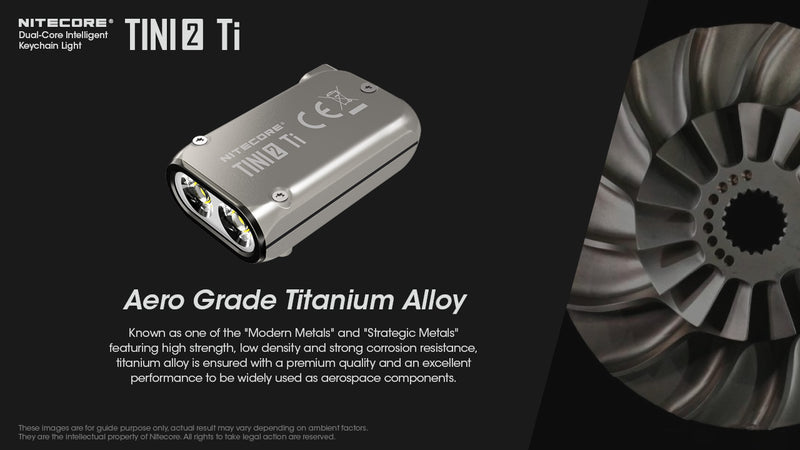 Nitecore Tini2 Ti Titanium with dual core intelligent keychain light with aero grade titanium alloy.