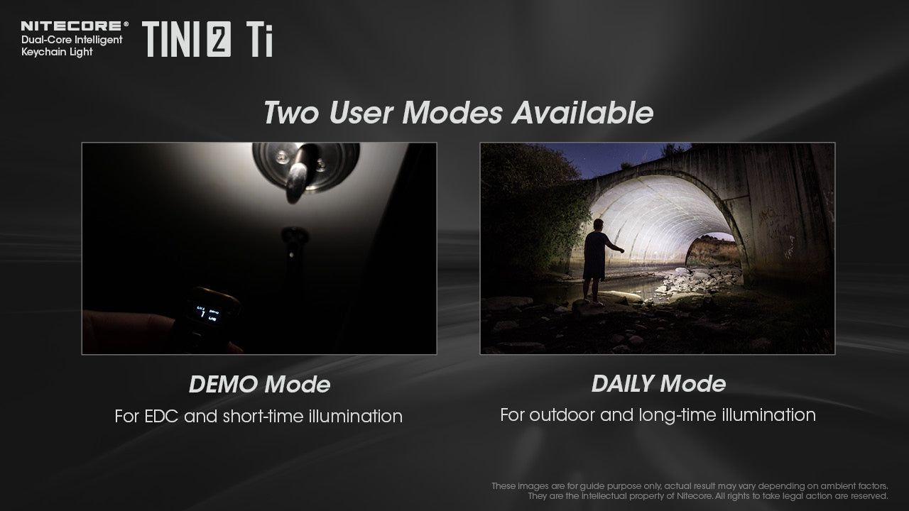 Nitecore Tini2 Ti Titanium with dual core intelligent keychain light with two users modes available..