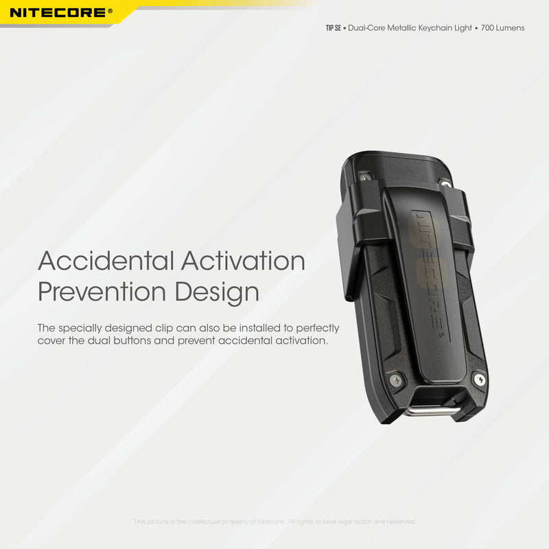 Nitecore TIP SE Dual Core Metallic Key chain light with accidental activation prevention design