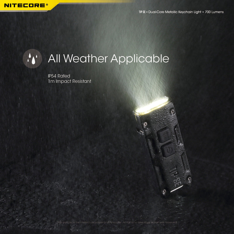 Nitecore TIP SE Dual Core Metallic Key chain light with all weather applicable.