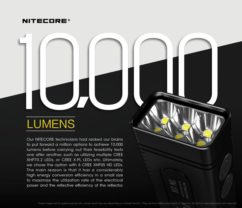 Nitecore TM10K LTP Low Temperature Resistant Compact and Intelligent Sharp Light with 10,000 lumens.