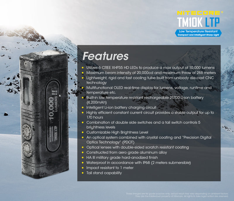 Nitecore TM10K LTP Low Temperature Resistant Compact and Intelligent Sharp Light - 10,000 lumens