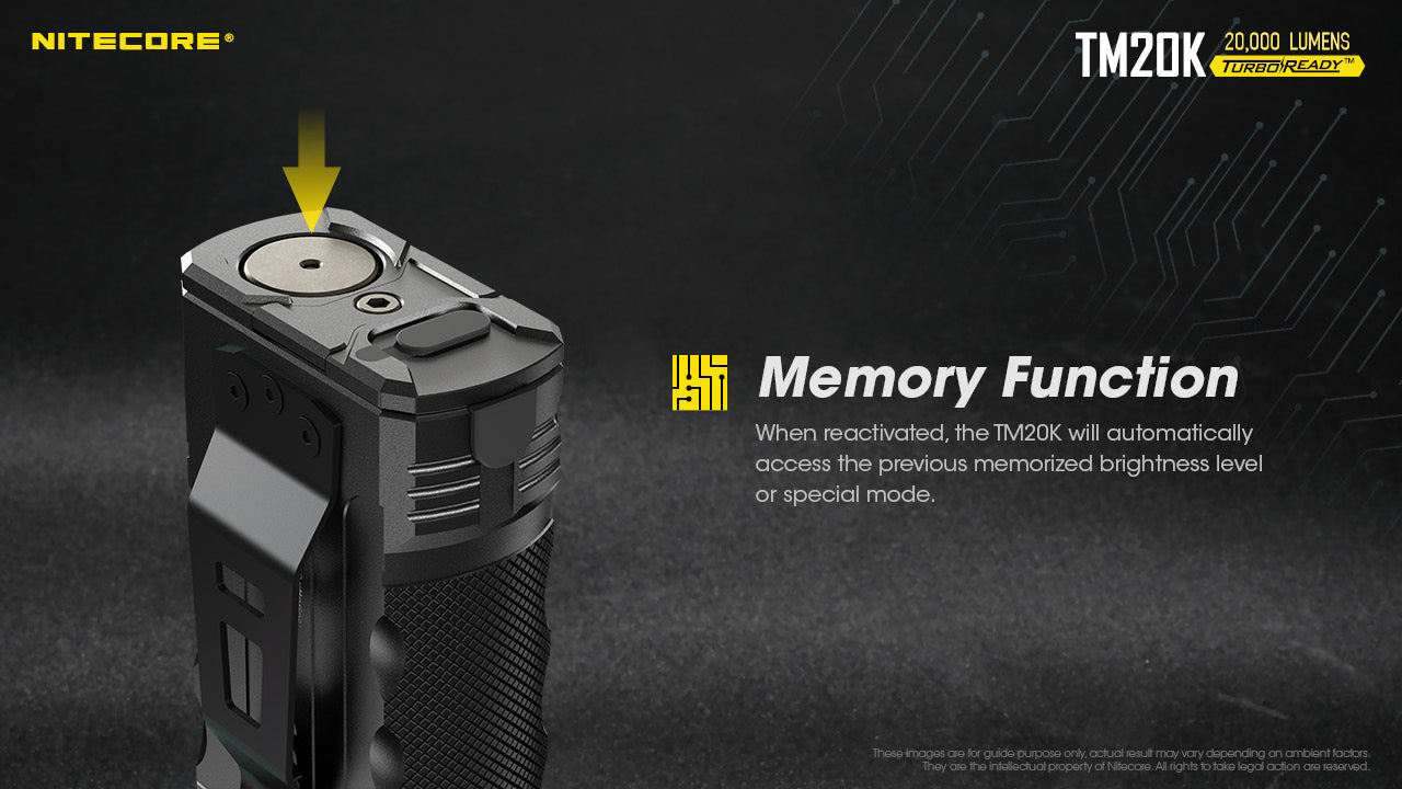 Nitecore TM20K 20,000 lumens Ultra High Performance Tactical Searchlight with memory function.