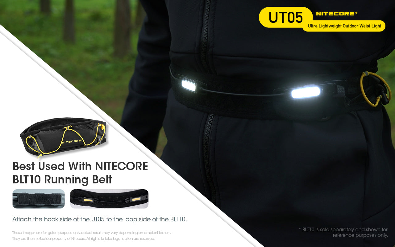 Nitecore UT05 Ultra lightweight Outdoor Waist Light is best used with NB10000 Power bank.