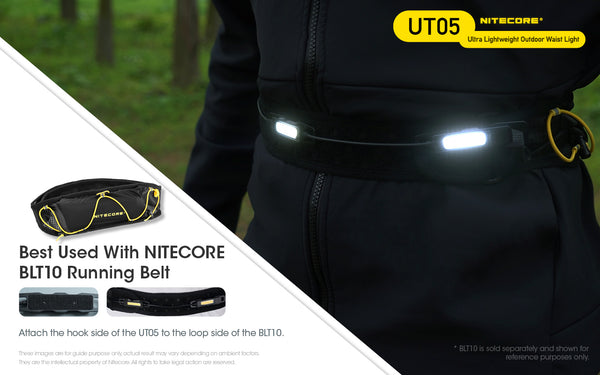 Nitecore UT05 Ultra lightweight Outdoor Waist Light is best used with NB10000 Power bank.