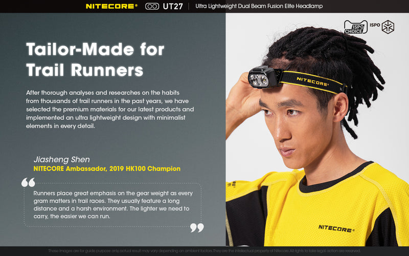 Nitecore UT27 Ultralight weight Dual Beam Fusion Headlamp is tailor made for trail runners.