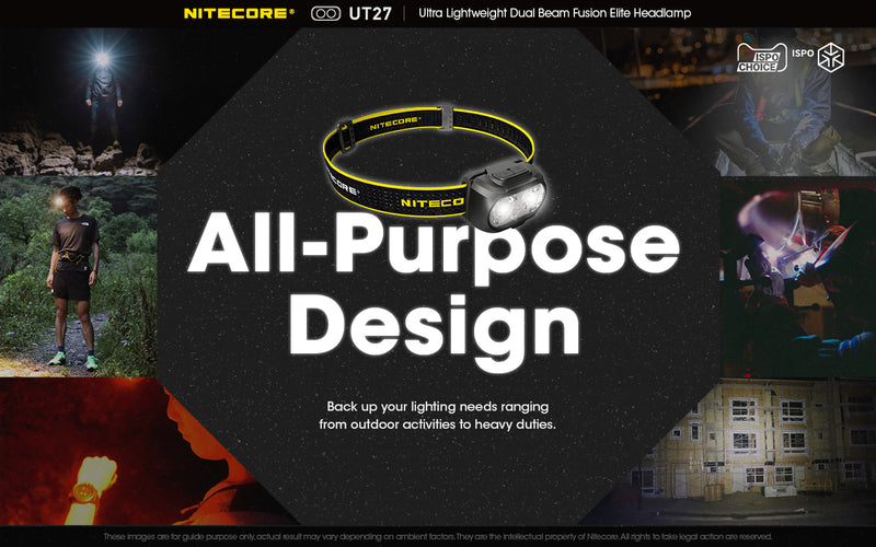 Nitecore UT27 Ultralight weight Dual Beam Fusion Headlamp with all purpose design.