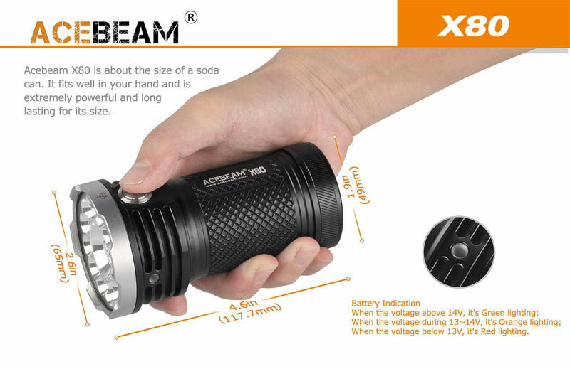 Acebeam X80 searchlight led flashlight
